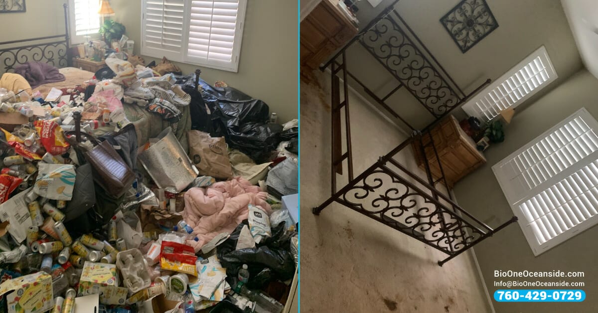 Hoarding cleanup, before and after scenario. Bio-One of Oceanside.