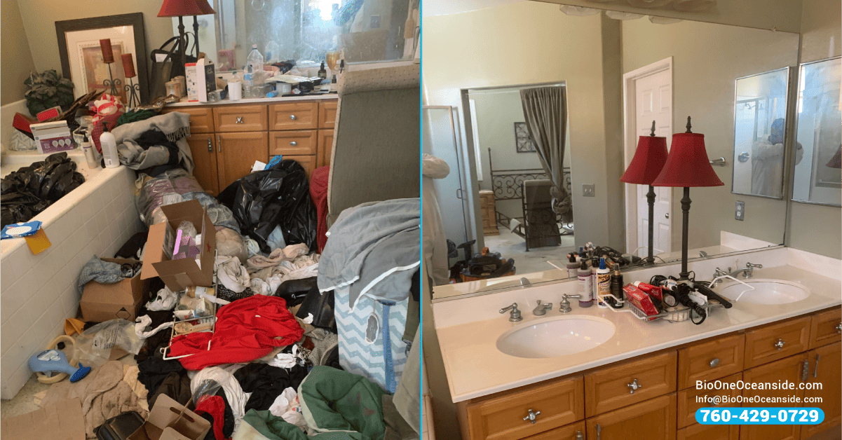 cleaning a hoarder house - before and after - Bio-One of Oceanside.